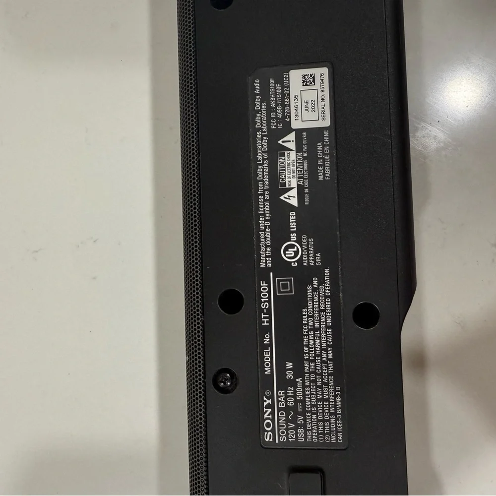 Sony Black Soundbar with Wired Connection - Slim Design